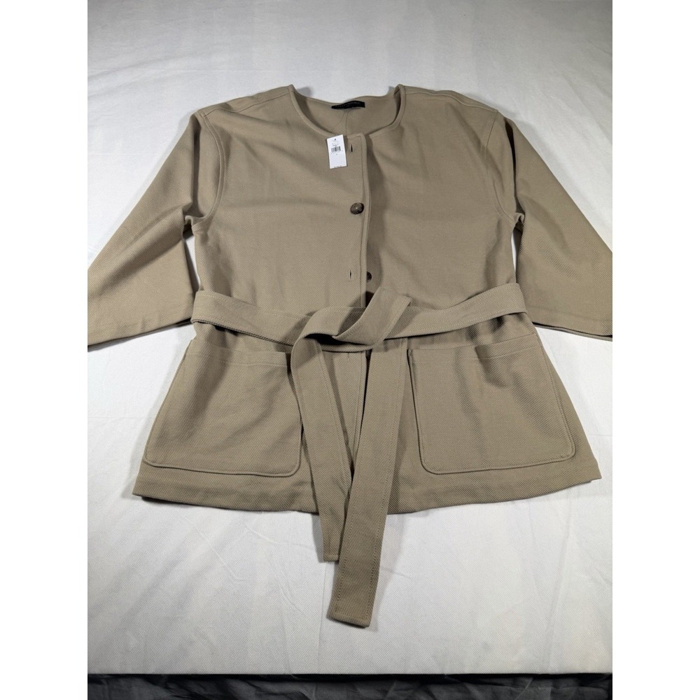 Banana Republic Womens Twill Knit Jacket L Maverick Tan Classic Business 635003